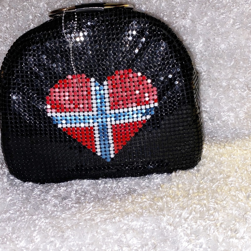 Black Sequin Purse with Red Heart.